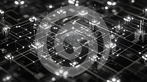 Digital circuit board processing data and network connections