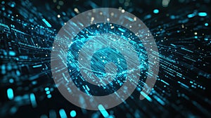 Artificial intelligence brain processing digital data information