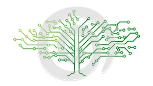 Digital Circuit Board Tree Icon, Tech Nature Integration, vector design Generative AI