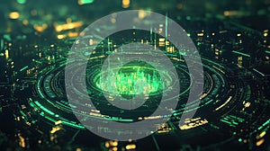 Digital circuit city creating abstract futuristic network data