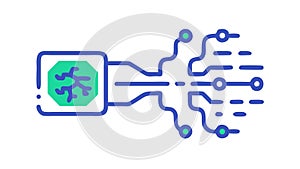 Digital Circuit Flow Icon, Technology and Data Stream Vector, vector design Generative AI