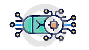 Digital Circuit Network Connection Hub Vector, vector design Generative AI