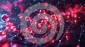 Digital circuit with red molecules - generative ai