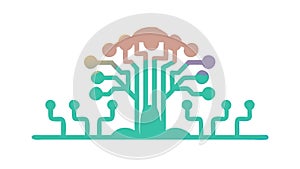 Digital Circuit Tree Icon, AI and Nature Integration, vector design Generative AI