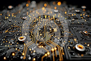 Digital Circuitboard with Glowing Connections - Technology and Innovation Design for Tech Projects Generative AI