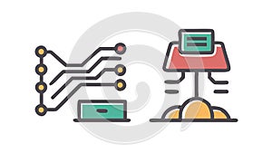 Digital Circuitry and Data Processing Network, Information Technology, Tech, vector design Generative AI