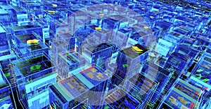 Digital City Abstract Futuristic Background