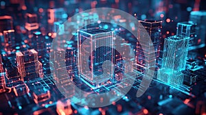 Digital city connection visualizing smart urban data network