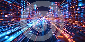 A Digital City Existing Purely in Virtual Space for Cyber Virtual Reality and Futuristic Design Projects photo