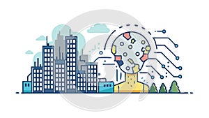 Digital Cityscape, Interconnected Urban Network, vector design Generative AI