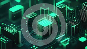 Digital cityscape representing data flow and technology innovation