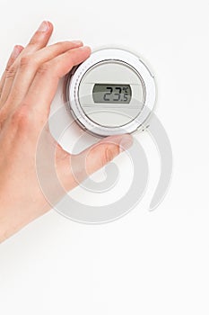 Digital climate thermostat controlling by hand