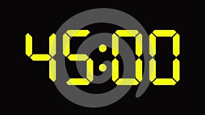 Digital clock count from sixty to zero - full HD LED display - green / yellow numbers