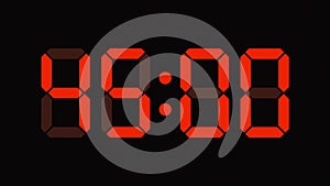 Digital clock countdown from sixty to zero - full HD LED display - orange numbers