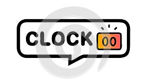 Digital Clock Display: 'CLOCK' with '00' Timer, vector design Generative AI