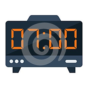 Digital clock flat icon, electronic and alarm