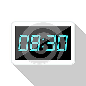 Digital clock flat icon with long shadow