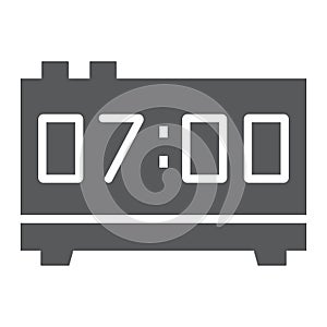 Digital clock glyph icon, electronic and digital