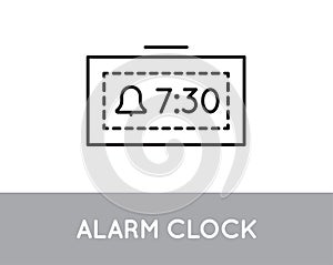 Digital Clock Icon. Vector. Bell Symbol on the Screen