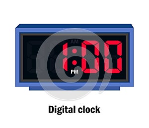Digital clock time. 01.00, P.M vector
