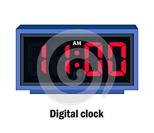 Digital clock time. 11.00, A.M vector