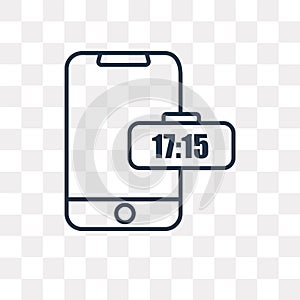 Digital clock vector icon isolated on transparent background, li