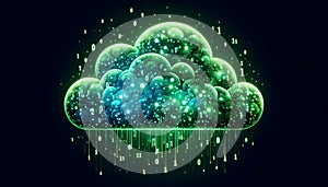 Digital Cloud: Binary data rain falling