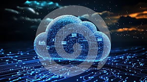 Digital cloud circuit board technology concept visualizing advanced cloud computing infrastructure with circuits