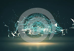 A digital cloud composed of interconnected nodes and lines