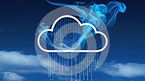 Digital Cloud Computing Concept With Blue Data Stream