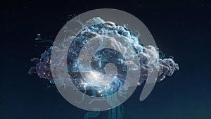 Digital Cloud Computing Concept with Circuit Board and Data Points