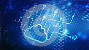 Digital Cloud Computing, Cyber Security, Future Technology Digital Data Network Connection Background