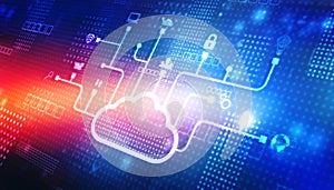 Digital Cloud Computing, Cyber Security, Future Technology Digital Data Network Connection Background