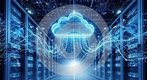 Digital cloud computing data center technology abstract visualization