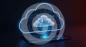 Digital cloud computing and data storage concept