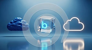 Digital cloud computing data storage technology icons abstract blue background