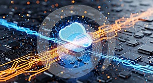 Digital cloud computing energy transfer abstract network technology