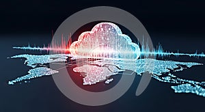 Digital cloud computing and global data network visualization with sound wave