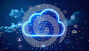 Digital cloud computing graphic