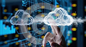 Digital Cloud Computing: Hand Interacting with Data Visualization Interface