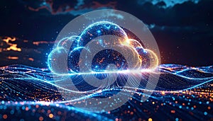 Digital Cloud Computing Network Abstract Background