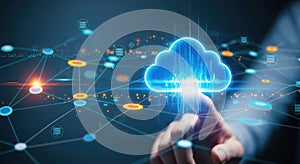 Digital cloud computing network connection data technology futuristic interface