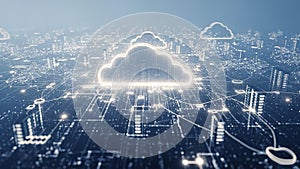 Digital Cloud Computing Network Data Center Futuristic Technology Abstract Background