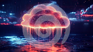 Digital Cloud Computing Network Data Flow Abstract Background Technology web red blue dark cyber light server