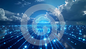 Digital Cloud Computing Network with Data Flow Under Expansive Sky