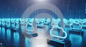 Digital cloud computing network data storage futuristic technology abstract