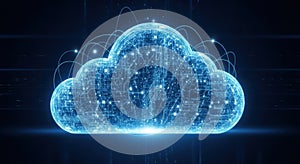 Digital cloud computing network data storage technology futuristic cyber security data center information concept