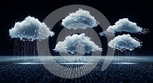 Digital Cloud Computing Network, Data Transfer, Futuristic Technology, AI Concept