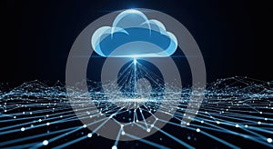 Digital cloud computing network data transfer futuristic technology connection concept glowing abstract background