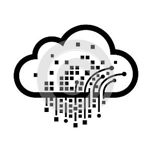 Digital cloud computing network data transfer icon silhouette isolated on white background isolated on transparent background